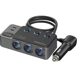 اینورتر و مبدل برق خودرو پرودو مدل Porodo 120W Car Charger Hub PDFWCH070DG در بروزکالا