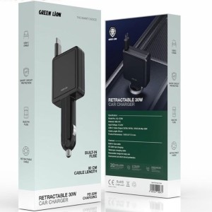 شارژر فندکی گرین لاین مدل Green Lion Retractable 30W Car Charger GNRTPD30CCBK در بروزکالا