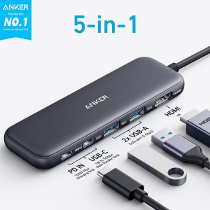 هاب پنج پورت تایپ سی  انکر  مدل Anker 322 Hub A8355H11 در بروزکالا