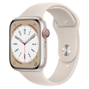 ساعت هوشمند اپل سری 8 سایز 45 با بند سیلیکون استارلایت مدل Apple Watch S8 STARLIGHT 45mm در بروزکالا