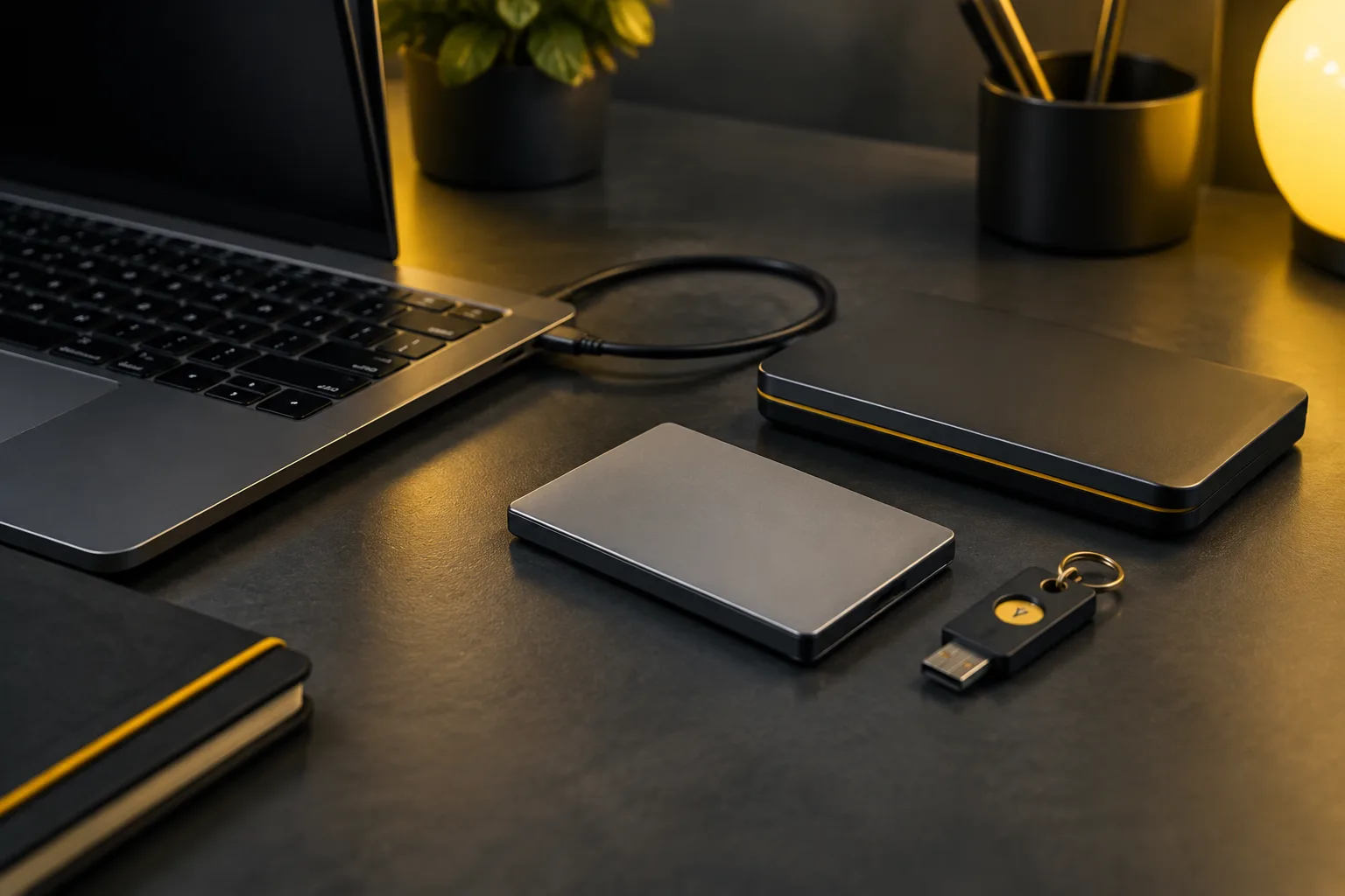 پشتیبان&zwnj;گیری از اطلاعات لپ&zwnj;تاپ روی یک درایو خارجی پیش از تعویض SSD.