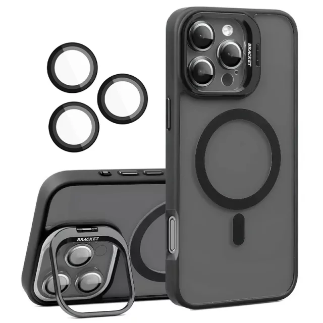 کاور مدل Bracket مناسب برای گوشی موبایل اپل iPhone 16 Pro به همراه محافظ لنز