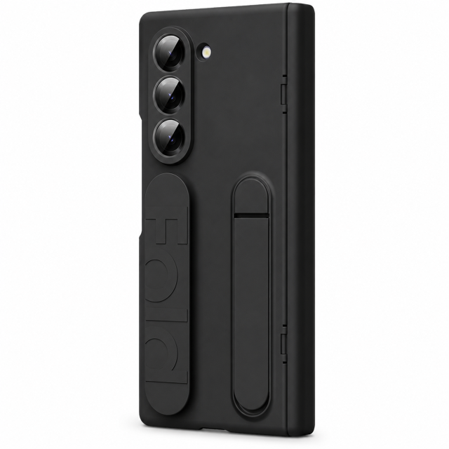 کاور مشکی Stand Wrist سامسونگ Galaxy Z Fold 8 Ultra با بند و پایه