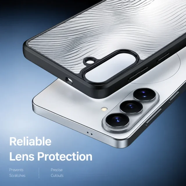 نمای لبه برجسته دوربین در قاب Wave مخصوص Galaxy S26