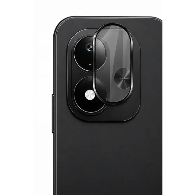 نمای نزدیک محافظ لنز شیشه‌ای رینگی مشکی Redmi Note 17 4G و 5G روی دوربین گوشی