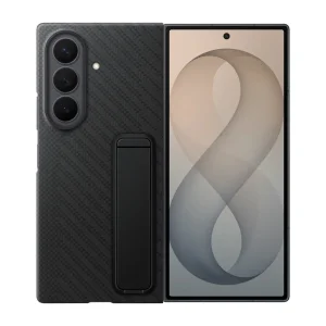 نمای جلو و پشت کاور مشکی Carbon Stand گلکسی Z Fold 8 Ultra