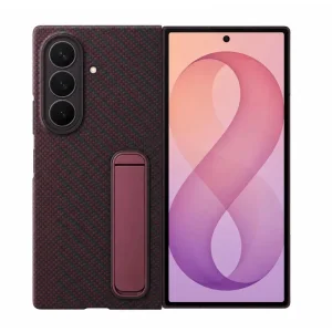 کاور زرشکی Carbon Stand گلکسی Z Fold 8 Ultra با پایه نگهدارنده