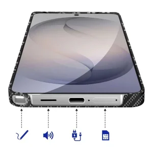 نمای جلوی گوشی و لبه‌های قاب Carbon Magnet گلکسی S25 Ultra