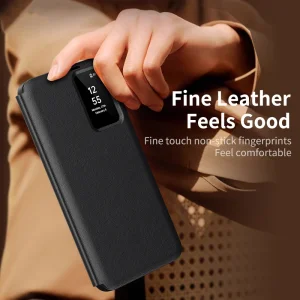 بافت روکش چرم مصنوعی کیف Flip ic گلکسی S26 FE از نمای نزدیک