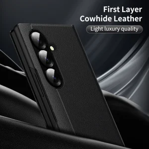 بافت روکش چرم مصنوعی کیف Flip ic گلکسی Z Fold 8 Ultra