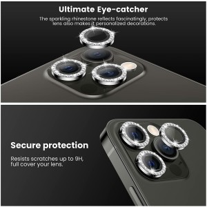 محافظ لنز مدل رینگی نگین دار اپل iPhone 15 Pro/Pro Max