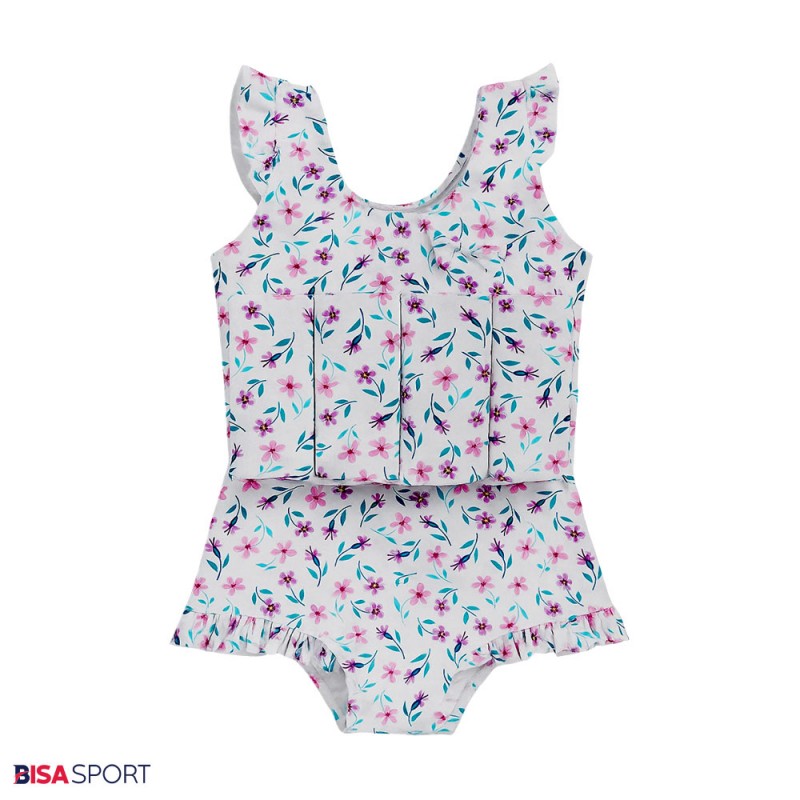 مایو شناور اسفنج دار بچگانه طرح گل دار سفید