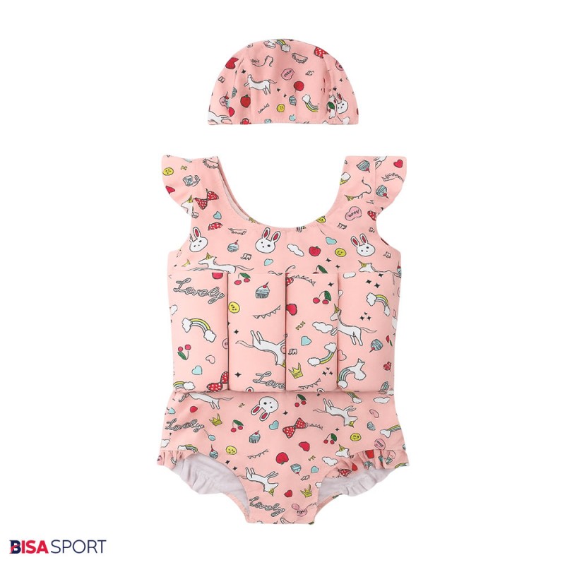 مایو شناور اسفنج دار طرح توت فرنگی