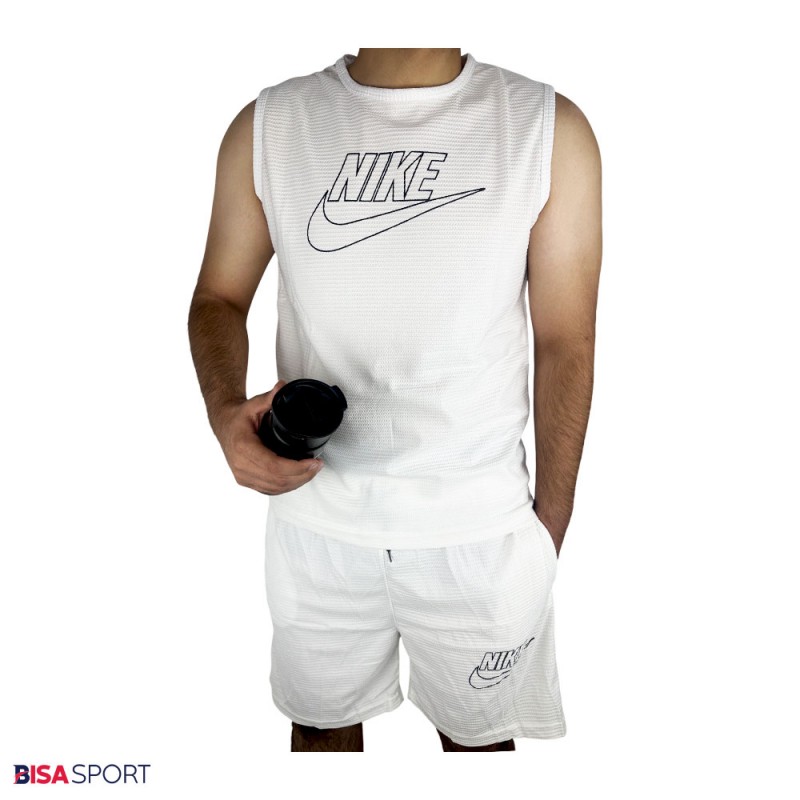 ست تاپ شلوارک بیسکوئیتی مردانه NIKE سفید