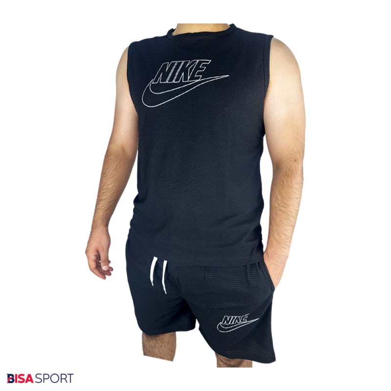 ست تاپ شلوارک بیسکوئیتی مردانه NIKE مشکی