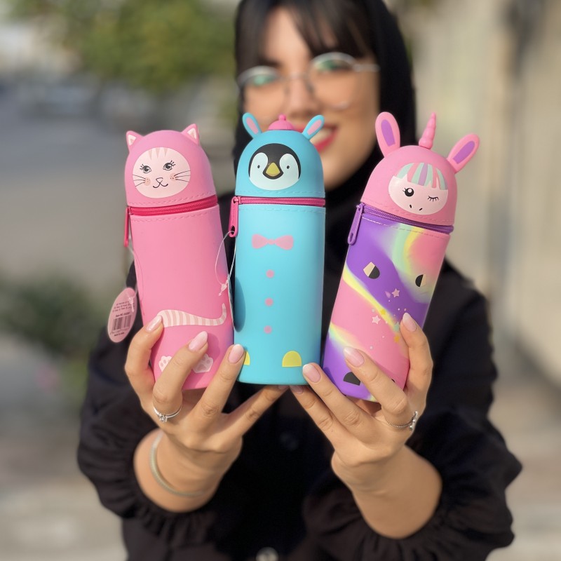 جامدادی زیپی سیلیکونی استوانه ای  اسکول فنس