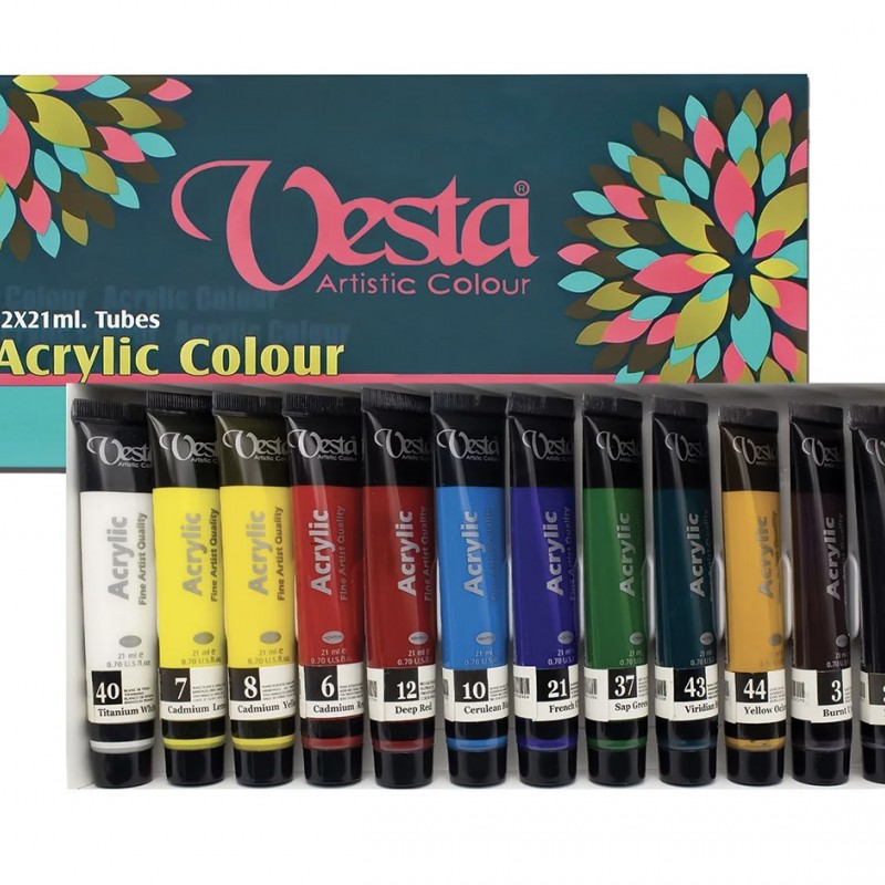 ست رنگ اکریلیک ۱۲ رنگ وستا