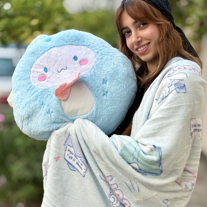 پتو بالشتی سینامورول گردالی با پتوی طرحدار