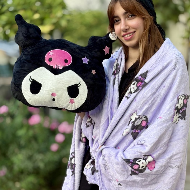 پتو بالشتی کرومی با پتوی طرحدار