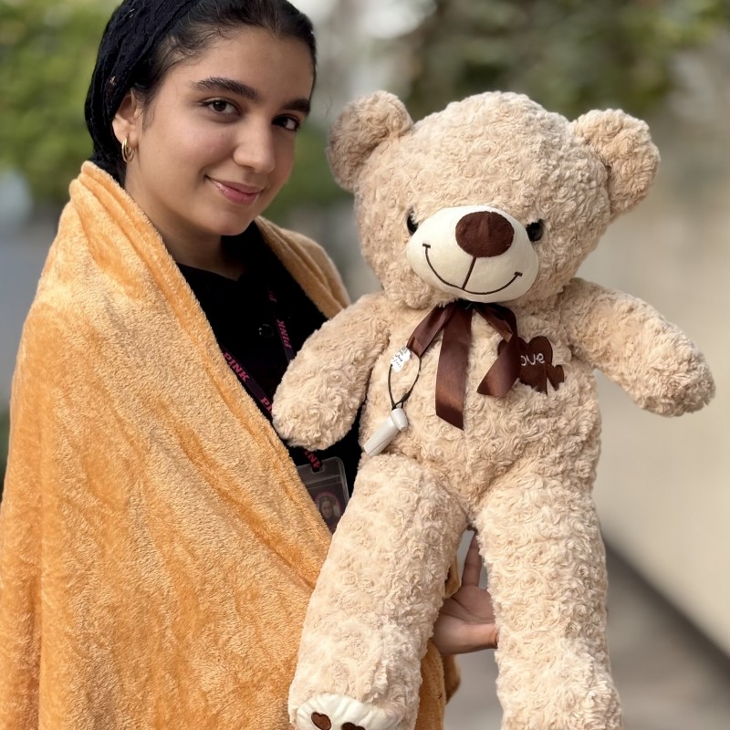 پتو بالشتی خرسی کرم