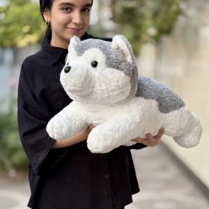 پتو بالشتی سگ نشسته طوسی