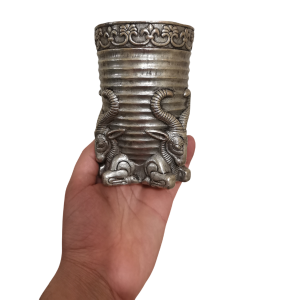 ریتون جام لیوان 3 رخ قوچ هخامنشی مس ابکاری نقره