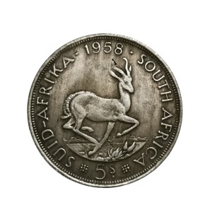 سکه 5 شیلینگ الیزابت دوم افریقا جنوبی 1958 میلادیش
