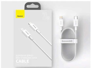 کابل فست شارژ پاوربانکی لایتنینگ به تایپ‌سی 25 سانتی‌متری بیسوس Baseus Superior Cable USB Type-C Lightning Power Delivery 20W CATLYS-02