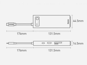 هاب 8 پورت بیسوس Baseus Metal Gleam 8 in 1 Multifunctional Type-C HUB 100W WKWG000103