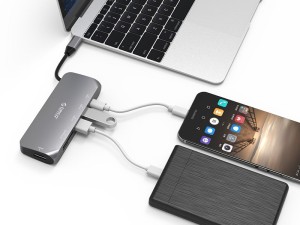 هاب Type-C آلومینیومی‌ با خروجی شبکه ORICO CLH-W1 Type-C to HDMI USB Adapter Hub