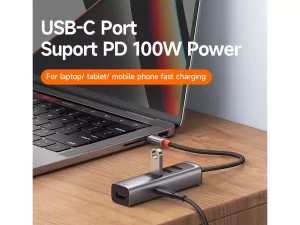 هاب تایپ‌ سی با 5 پورت مک‌ دودو MCDODO USB-C USB3.0x4+PD100W HU-112