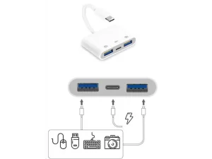 کابل تبدیل او تی جی تایپ سی به یو اس بی و تایپ سی کوتتسی Coteetci USB-C 3in1 OTG 33018