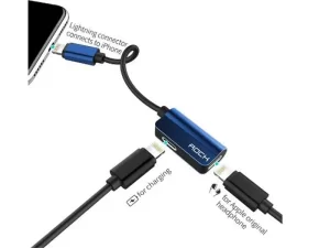 مبدل لایتنینگ به لایتنینگ راک Rock RCB0588 Lightning Audio Cable