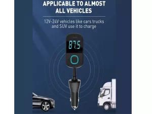 شارژر فندکی و گیرنده بلوتوث اف‌ام‌پلیر خودرو الدنیو همراه با کابل LDNIO Car Charger Triple FM C705Q