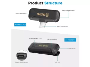 میکروفون یقه ای تایپ سی بی سیم بویا BOYA BY-WM3T2-U2 Wireless Microphone