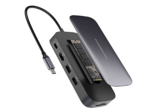 هاب تایپ سی و حاظه اس اس دی 256 گیگابایت پاورولوژی Powerology 256GB USB-C Hub &amp; SSD Drive All-in-one PWSDHB