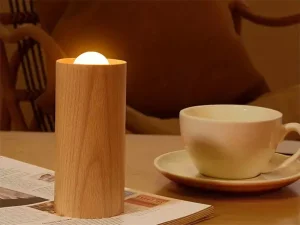 چراغ خواب شارژی طرح شمع چوبی Wood LED Candlelight Simulation Wax Candle Night Light