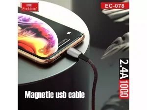 کابل شارژ سریع مغناطیسی یو اس بی به لایتنینگ 2.4 آمپر یک متری ارلدام Earldom Magnetic Lightning fast charging cable EC-078i