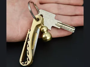 چاقو آنباکسینگ برنجی تاشو قابل آویز از دسته کلید Brass key chain knife sharp utility knife portable