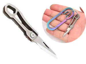 چاقو آنباکسینگ تاشو تیتانیومی قابل آویز از دسته کلید mini knife sharp carry-on keychain pendant unboxing