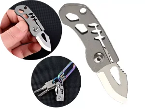 چاقو آنباکسینگ تیتانیومی تاشوی قابل آویز از دسته کلید Portable sharp mini folding knife