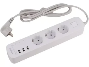 چند راهی برق ارت دار سه سوکت و سه یو اس بی هادرون Hadron P323 3 AC Outlets 3 USB Power Strip