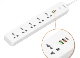 چند راهی برق 5 خانه ارت دار الدینیو مدل SC5319 + شارژر USB و TYPE-C با کابل 2 متری