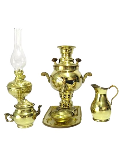 سرویس سماور زغالی طلایی ساده