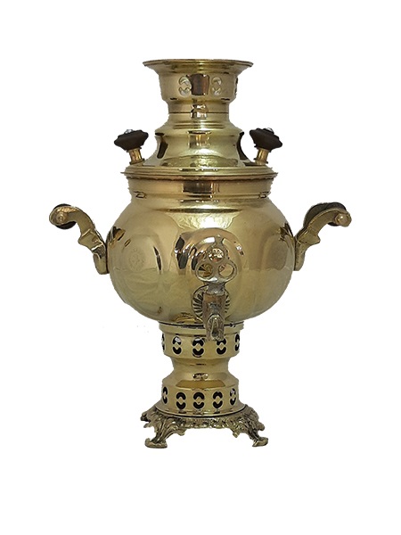 سماور زغالی برنجی زرد 1 لیتر مدل آینه