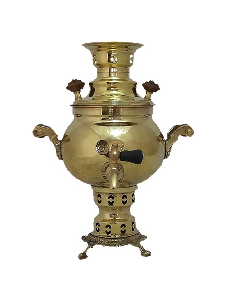 سماور زغالی برنجی زرد 1 لیتری