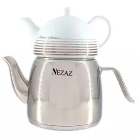 کتری و قوری 2/5 لیتر لوله دار دسته استیل (NEZAZ) کد 2400