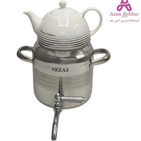 کتری وقوری هرمی 3 لیتردسته استیل قوری استیل (NEZAZ) کد 2700