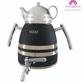 کتری و قوری 6 لیترهرمی مشکی با قوری کروم  (NEZAZ) کد 4013