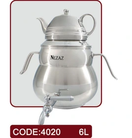 کتری و قوری 6 لیتر سایه قوری کروم (NEZAZ) کد 4020